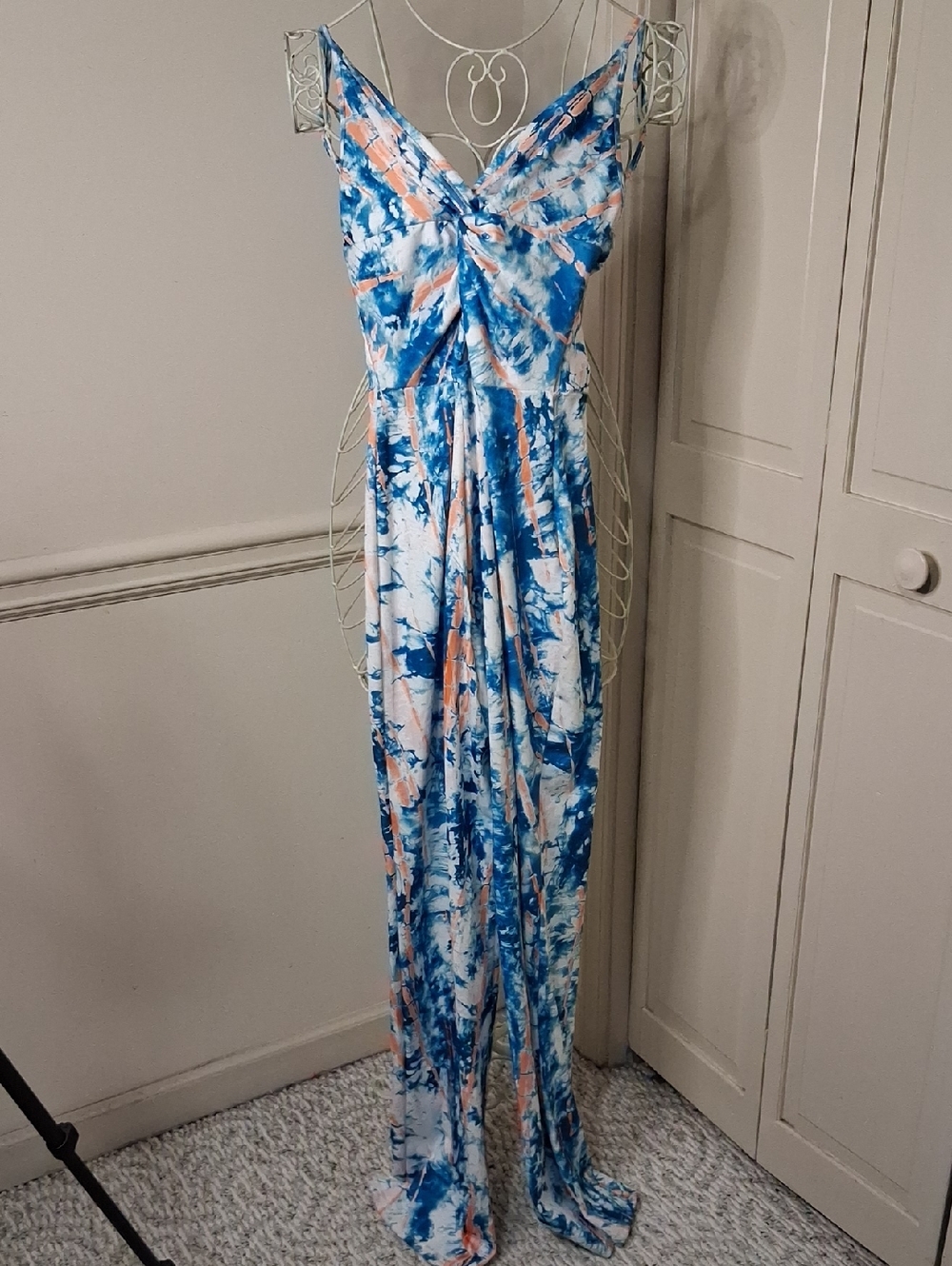 Blue & Peach Tie-Dye Jumpsuit - Women